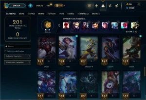 Unranked com 65 Champs e 29 Skins + 2 Prestigios do Fizz - League of Legends LOL