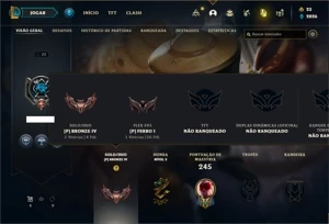 Conta bronze 4 com 105 Champs e 81 Skins + 3 Espolios - League of Legends LOL