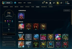 Conta bronze 4 com 105 Champs e 81 Skins + 3 Espolios - League of Legends LOL