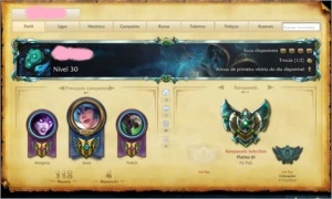 Conta League of Legends Platina 3 75 pdl/47 champs+12skins LOL