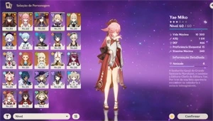 YAE MIKO + HUTAO + MONA + JEAN + GARANTIDO + ARMA 5* + PETS - Genshin Impact