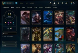 Conta bronze 2 AFUNDADA com 152 champs e 83 skins - League of Legends LOL
