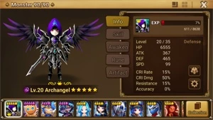 Reroll Summoners War lvl10 com Archangel Dark - Fermion