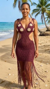 Saída praia em crochê - Artesanato e Personalizados