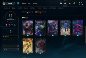 Conta bronze 4 com 16 Skins e 46 Champs - League of Legends LOL