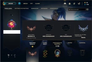Conta bronze 4 com 16 Skins e 46 Champs - League of Legends LOL