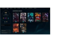 conta lol (lvl 124, 88 skins, 47 emotes, 155 icons)
