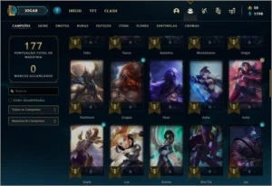 Conta platina 1 com 51 PDL, 25 skins e 56 champs - League of Legends LOL