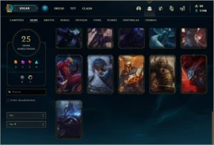 Conta platina 1 com 51 PDL, 25 skins e 56 champs - League of Legends LOL