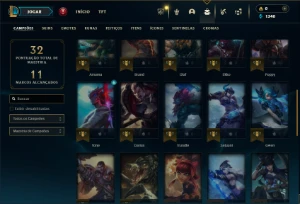 Ouro 4 com 37 Champs e 2 Skins - League of Legends LOL