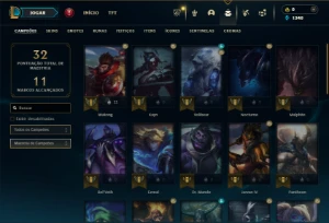 Ouro 4 com 37 Champs e 2 Skins - League of Legends LOL