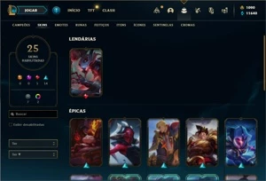 Conta prata 2 com 65 Champs e 25 Skins - League of Legends LOL
