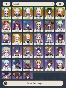Genshin Impact AR57 com ayaka kazuha xiao kokomi e outros