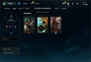 Conta prata 1 com 23 Champs e 3 Skins + 2 Fragmentos - League of Legends LOL