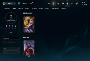 Conta diamante 1 com 33 Champs e 2 Skins + 4 Espolios - League of Legends LOL
