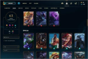 Conta prata 4 com TODOS os champs e 63 skins - League of Legends LOL
