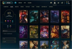 Conta prata 4 com TODOS os champs e 63 skins - League of Legends LOL