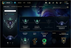 Conta platina 1 e plat 4 flex com 142 champs e 138 skins - League of Legends LOL