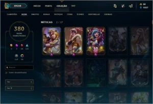VENDO CONTA NO LOL PLAT3, QUASE TODOS OS CHAMP e 380 skins - League of Legends
