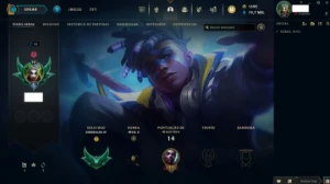 Conta upada a mão esmeralda 4 caindo com D2 - 1390 RP lvl43 - League of Legends LOL