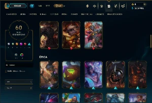 Esmeralda 4 com 100 Champs e 60 Skins ( ADC / MID  TOP ) - League of Legends LOL