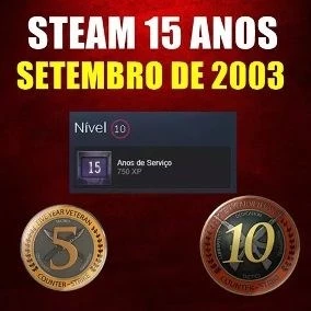 Conta Steam 15 anos + Patente Águia + Medalha 5/10 anos