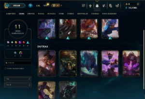 Diamante 1 com 75 Champs e 11 Skins - League of Legends LOL