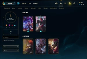 Conta Platina 4 com 28 Champs e 5 Skins + 1 Fragmento - League of Legends LOL