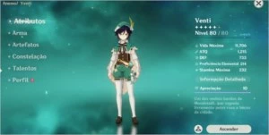 Conta -AR49 -(Venti, Qiqi, Keqling, Tartaglia) - 3 armas 5* - Genshin Impact