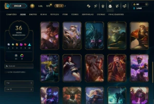 Bronze 1 com 55 Champs e 36 Skins +2 Prestigios - League of Legends LOL