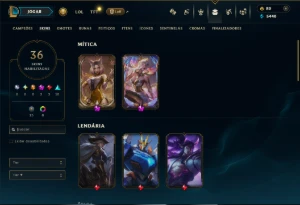 Bronze 1 com 55 Champs e 36 Skins +2 Prestigios - League of Legends LOL