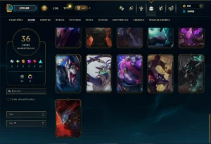 Bronze 1 com 55 Champs e 36 Skins +2 Prestigios - League of Legends LOL