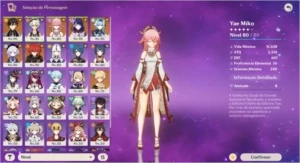 Yae Miko C2, Raiden, Eula, Zhongli, Qiqi C3, Diluc C1 e + - Genshin Impact