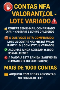 📦 Super Pacote NFA Valorant/LoL | +1000 Contas | Ideal para