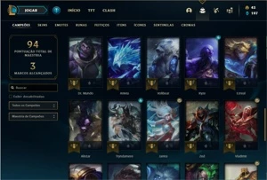 Conta ouro 1 com 50 Champs e 13 Skins + 2 Fragmentos - League of Legends LOL