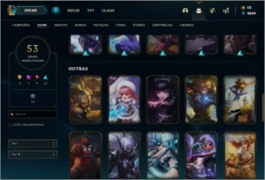Conta ouro 4 com 53 skins e 82 champs - League of Legends LOL