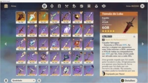 Genshin Impact AR57 - 10 PERSONAGENS 5*, 3 ARMAS 5*
