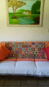 Manta Multicolorida em Crochê - Artesanato e Personalizados
