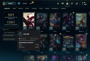 Conta Platina 1 com TODOS os champs e 157 Skins ( MID / JG ) - League of Legends LOL