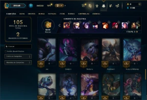 Bronze 3 com 60 Champs e 12 Skins ( ADC  / MID ) - League of Legends LOL