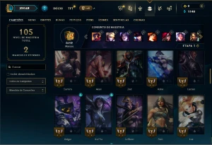 Bronze 3 com 60 Champs e 12 Skins ( ADC  / MID ) - League of Legends LOL