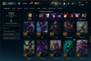 Bronze 3 com 60 Champs e 12 Skins ( ADC  / MID ) - League of Legends LOL