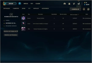 Conta unranked lv 22 com 9 champs, 4 skins e 6 fragmentos - League of Legends LOL
