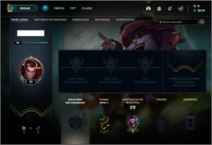 Conta unranked lv 22 com 9 champs, 4 skins e 6 fragmentos - League of Legends LOL