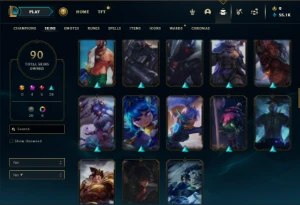 Unranked com 90 Champs e 90 Skins + 2 Raras + Icones Raros - League of Legends LOL