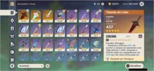 CONTA COM KLEE + MONA + ALBEDO e ARMAS 5 ESTRELAS AR 42 - Genshin Impact