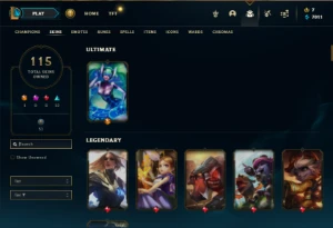 Unranked com 52 Champs e 115 Skins (Criada em 2012) + Icones - League of Legends LOL