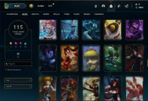 Unranked com 52 Champs e 115 Skins (Criada em 2012) + Icones - League of Legends LOL
