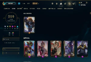 Platina 3 com TODOS os Champs e 259 Skins +2 Prestigios - League of Legends LOL