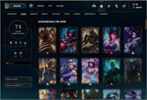 conta de lol, gold 2 58k EA 121 campeoes 74 skins - League of Legends